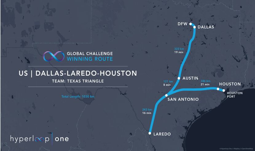 If the Hyperloop ever becomes a reality, here's what it may look like in Texas. (Courtesy:...