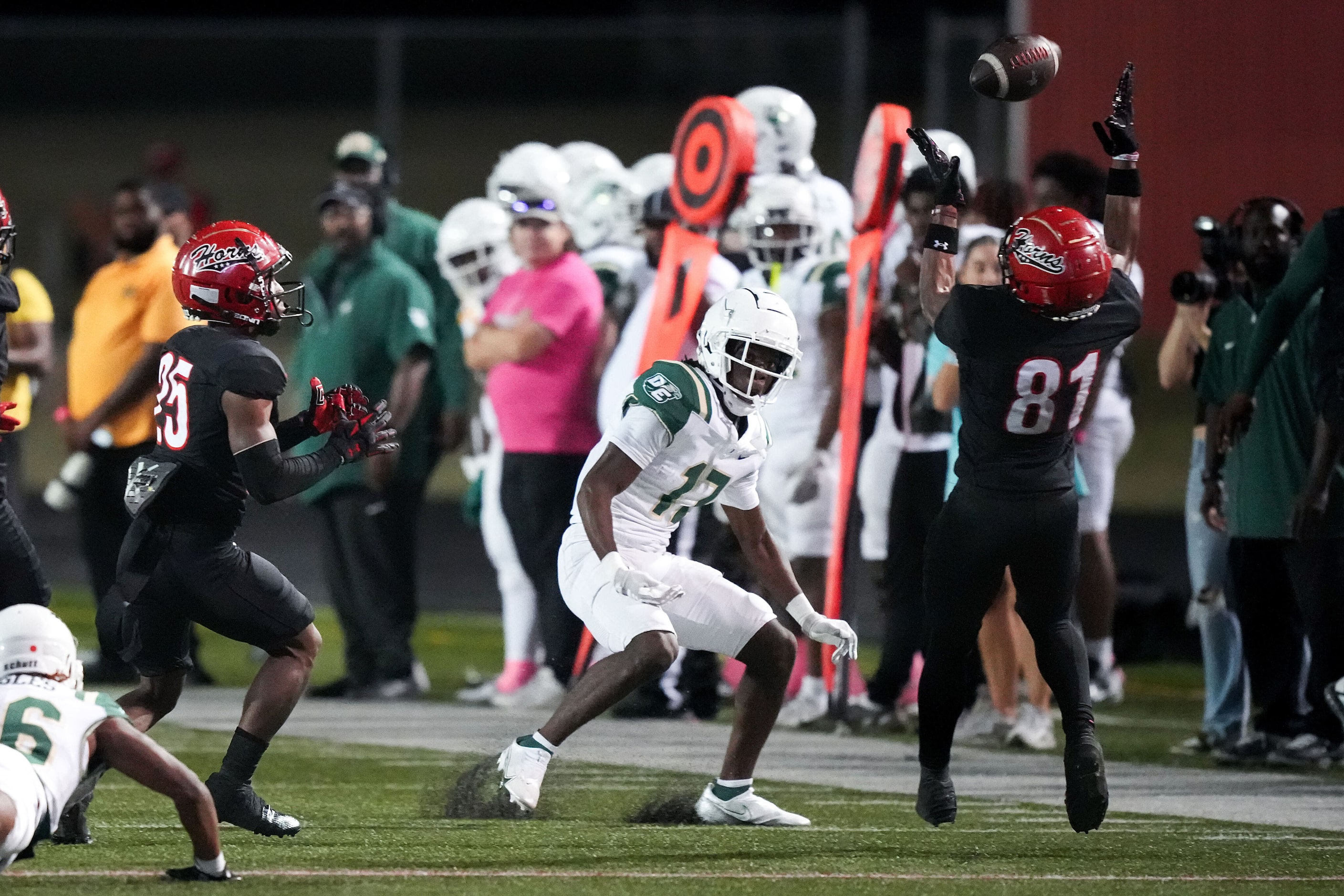 Cedar Hill wide receiver Trent Jones (81) recovers an onside kick during the second half of...