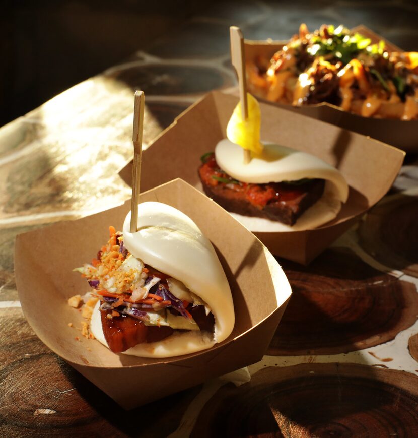 The Dim Sum 2.0 bao, front, and K-Pop bao at Enter the Bao