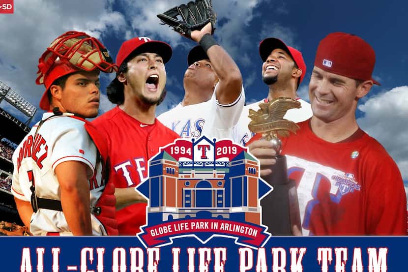 A few nominees for the Rangers' All-Globe Life Park team: (From L to R) Pudge Rodriguez, Yu...