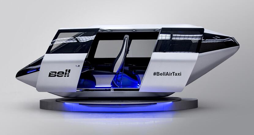 A mockup of Bell's urban air taxi cabin was displayed at the Consumer Electronics Show in...
