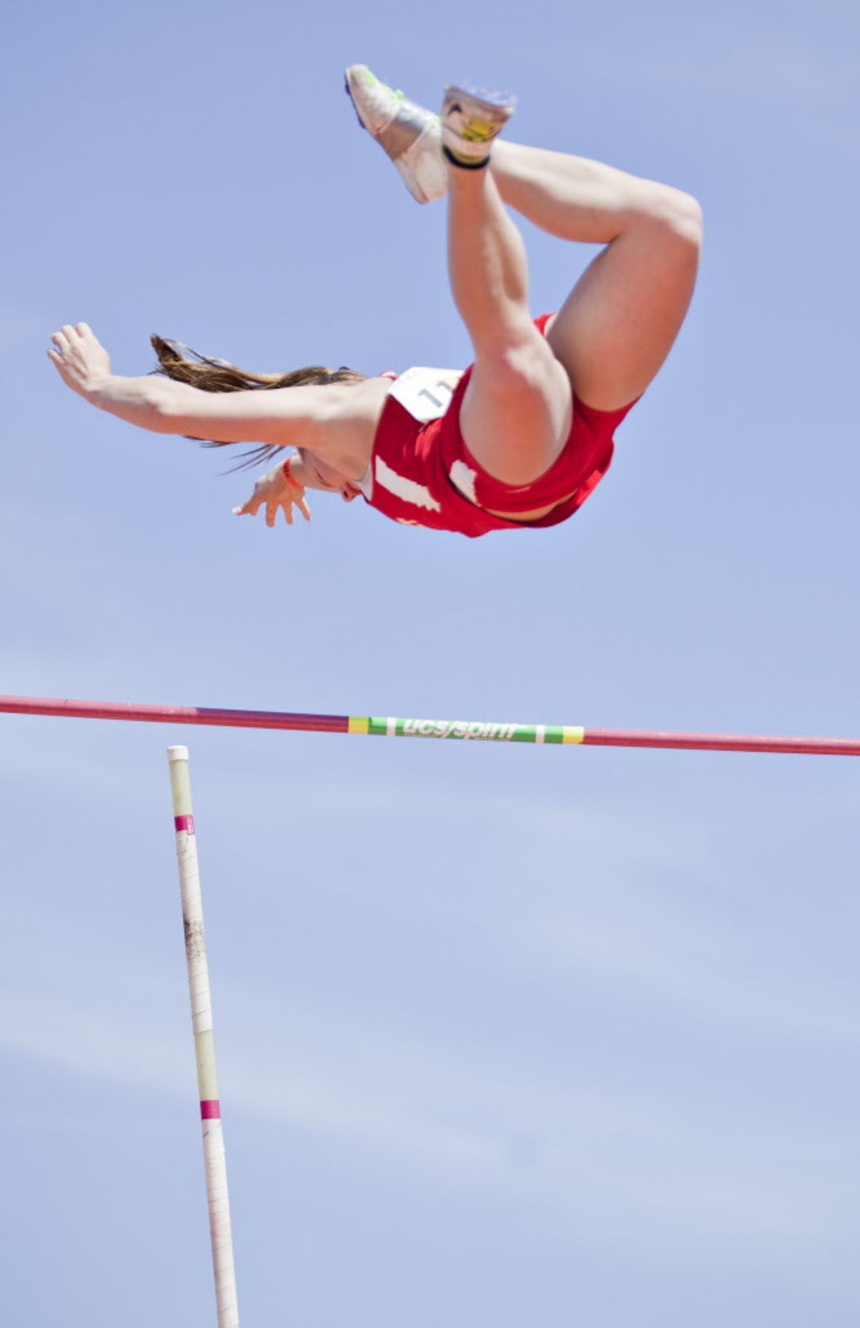 Justin Northwest pole vaulter Desiree Freier competes during the Clyde Littlefield Texas...