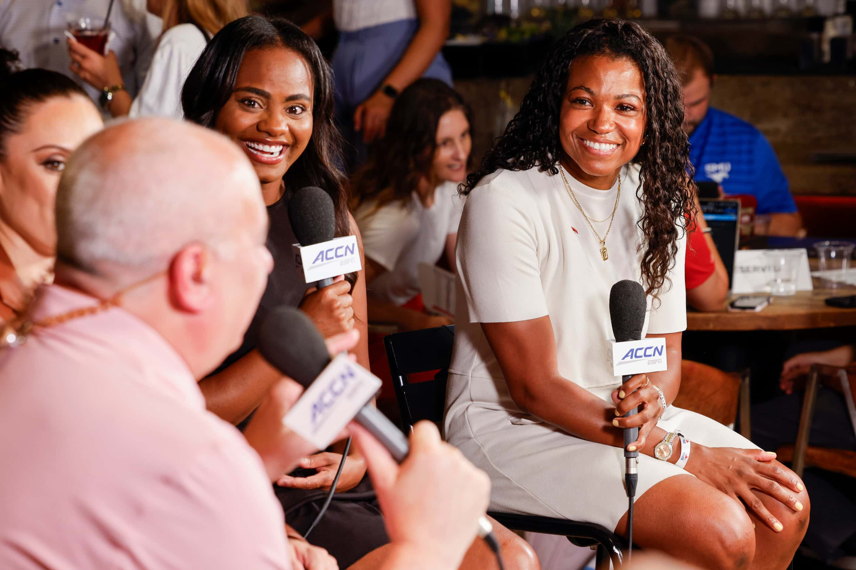 SMU women’s basketball head coach Toyelle Wilson joins the set of the ACC Network show ACC...