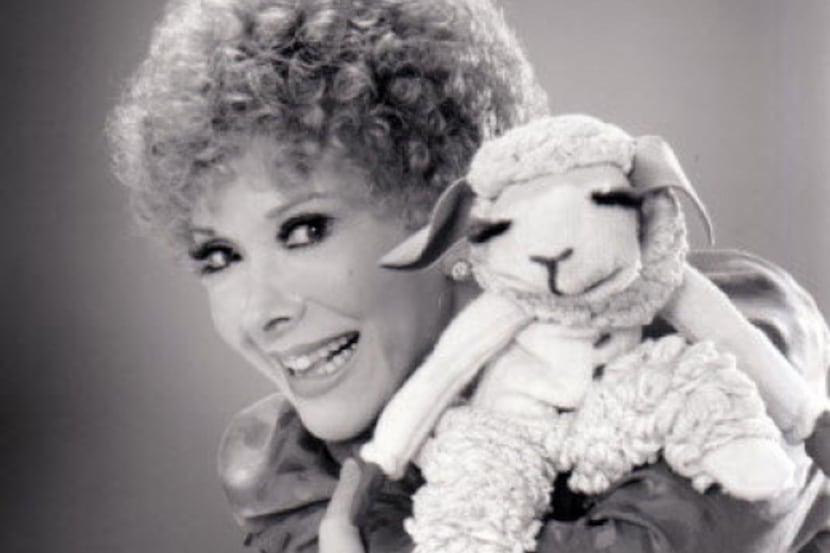 An undated photo of Shari Lewis, Mallory's mother, and Lamb Chop.
