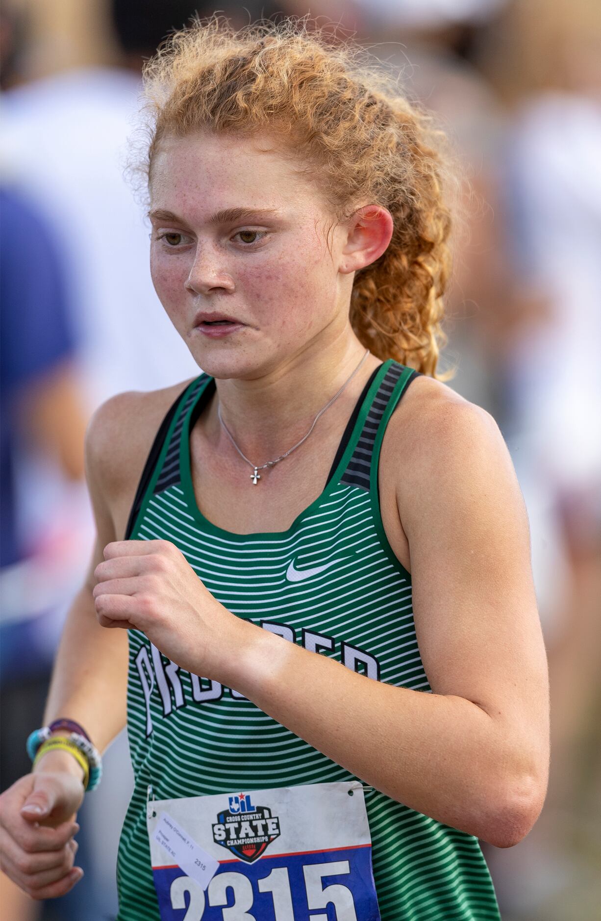 Prosper's Aubrey O'Connell (2315) finishes fourth in the girls UIL Class 6A state cross...
