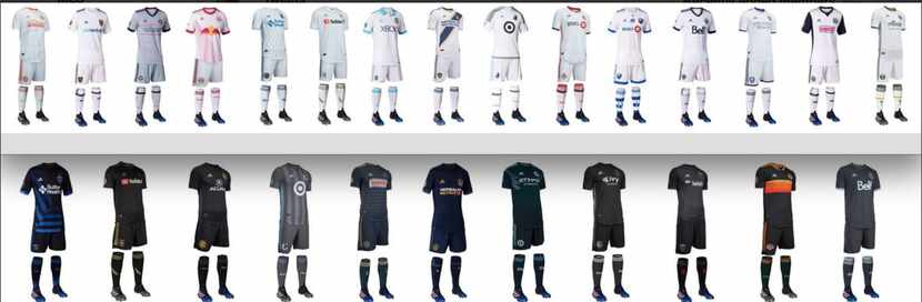 2018 MLS kits that are all white or all black/grey.