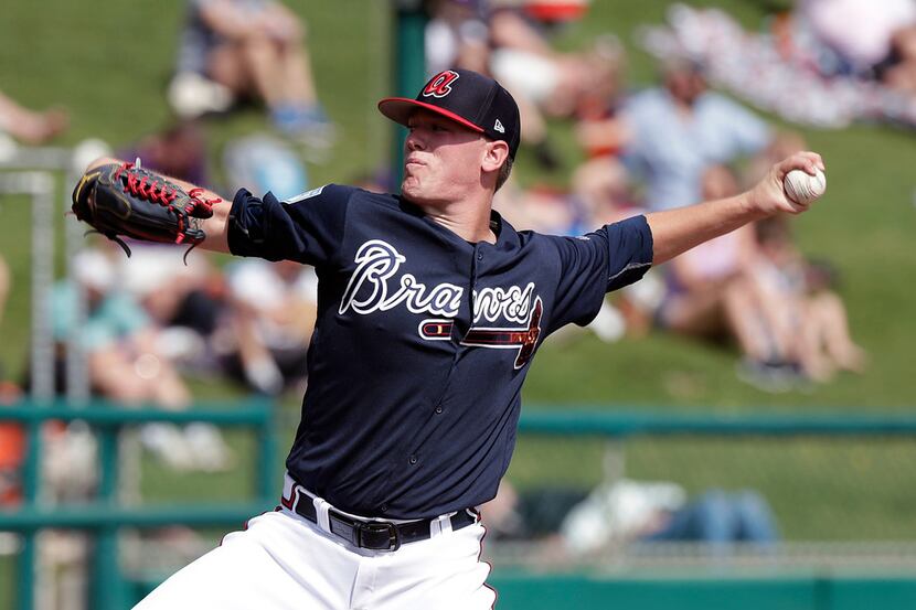 Atlanta Braves pitcher Kolby Allard throws against the Houston Astros in the fourth inning...