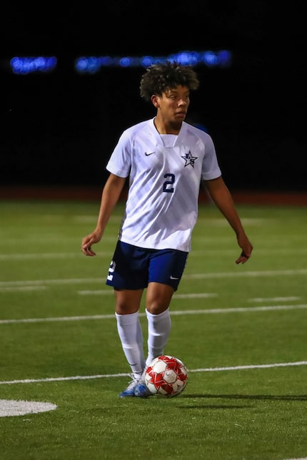 Frisco Lone Star's  Daylan Lowe (No. 2) is pictured during a soccer match.