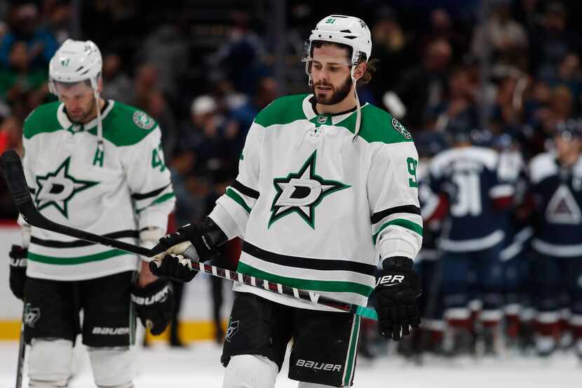 Dallas Stars center Tyler Seguin (91) in the third period of an NHL hockey game Saturday,...