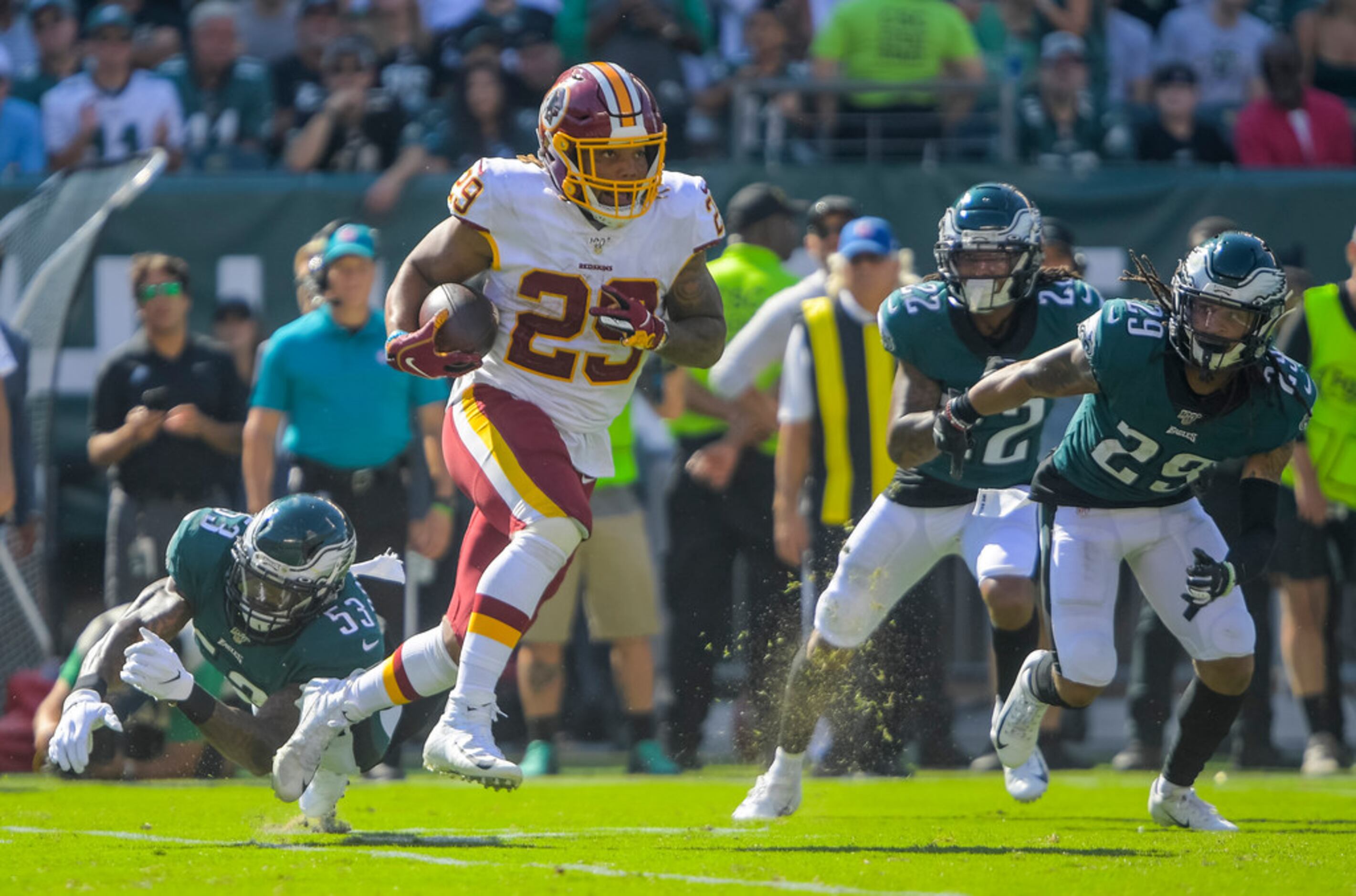 RB Guice to miss Redskins' game vs. Eagles with knee injury