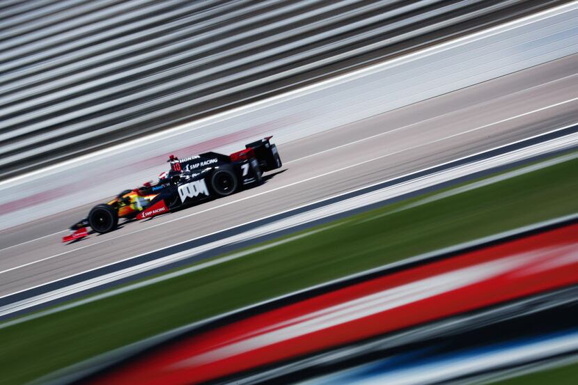 FORT WORTH, TX - JUNE 10:  Mikhail Aleshin of Russia, driver of the #7 SMP Schmidt Peterson...