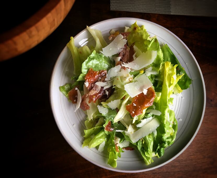 Escarole salad with crispy prosciutto, lemon, 6-minute egg and shaved parm is perfect for...