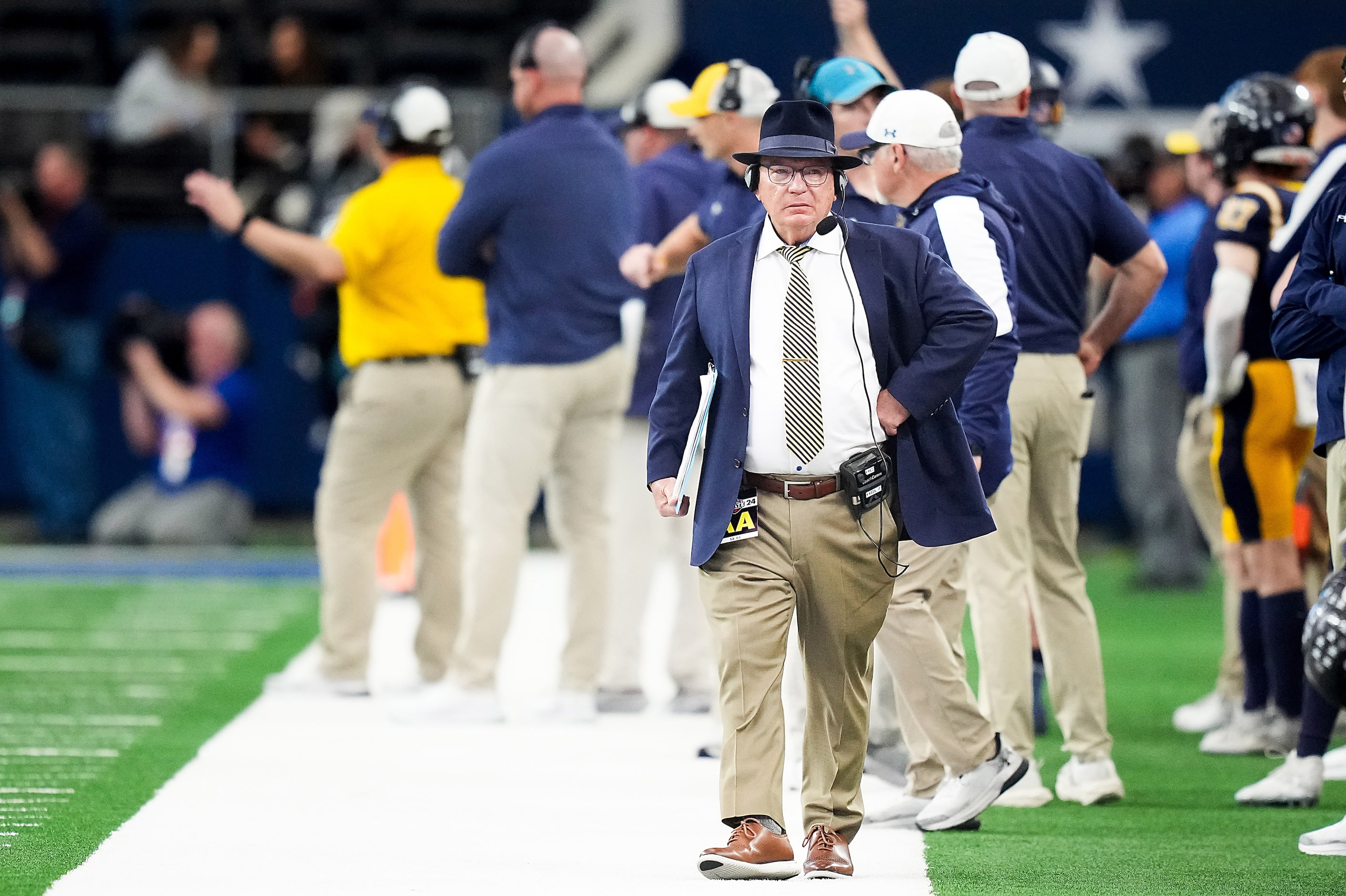 Highland Park head coach Randy Allen paces the sidelines during the second half of the Class...