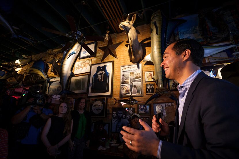 Presidential candidate Julian Castro speaks during a campaign event at St. Pete's Dancing...