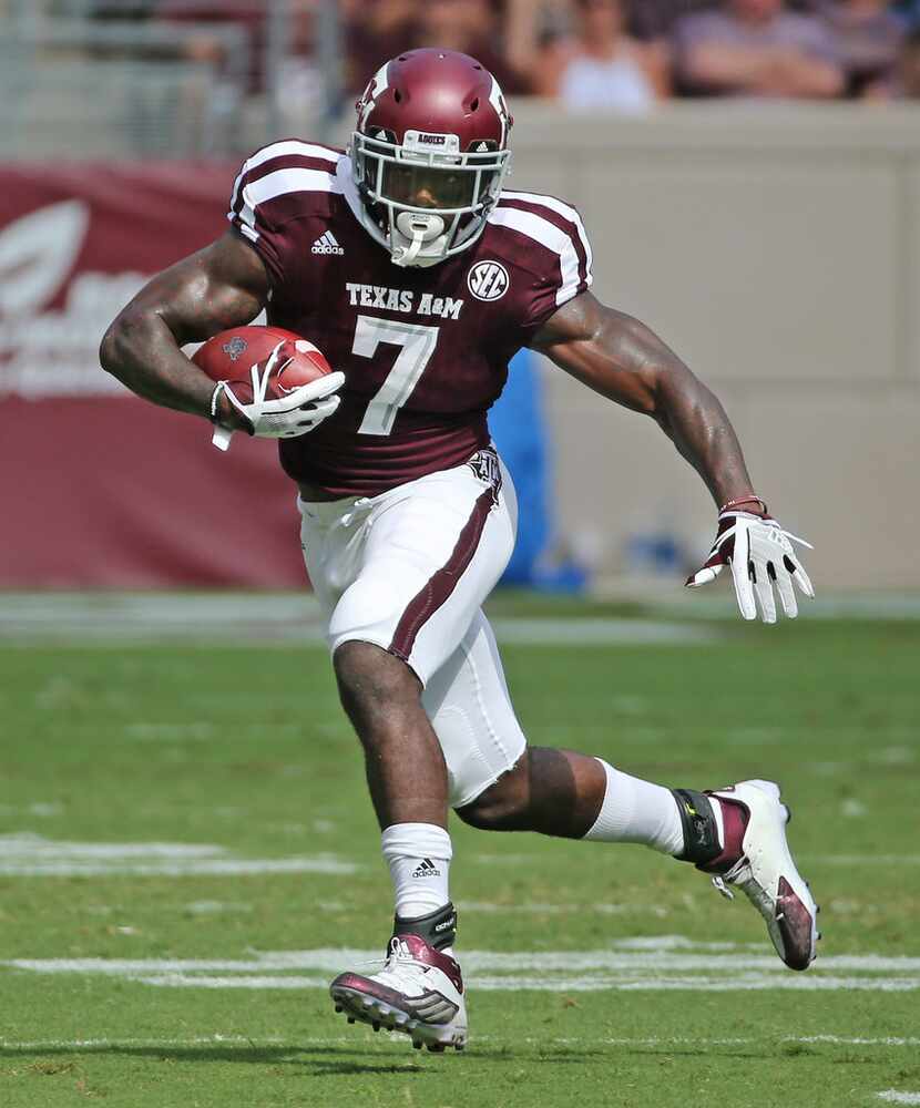 Texas A&M Aggies running back Keith Ford (7) is pictured during the  Louisiana Lafayette...