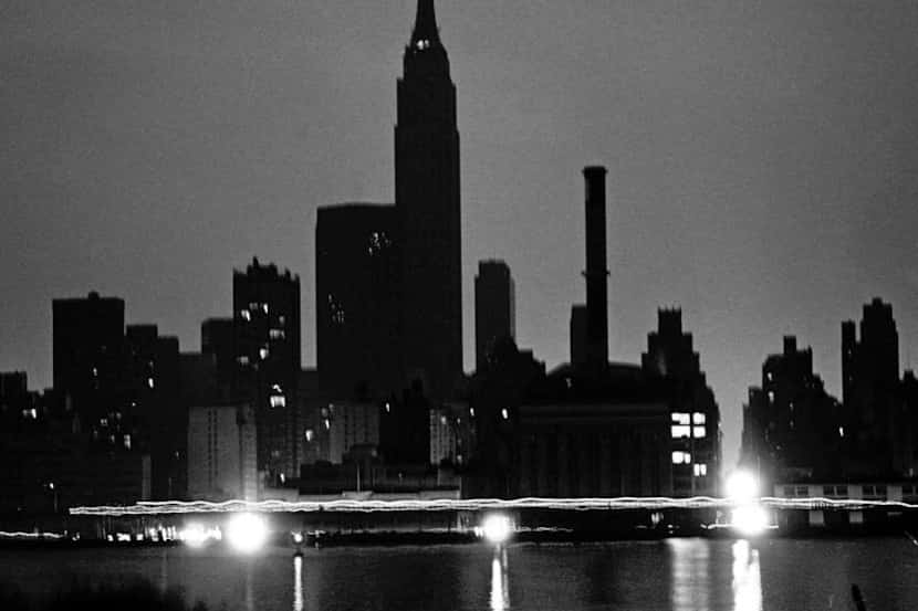 1977 Blackout Power Failure - Blackout- shows NYC skyline from Queens during the power...