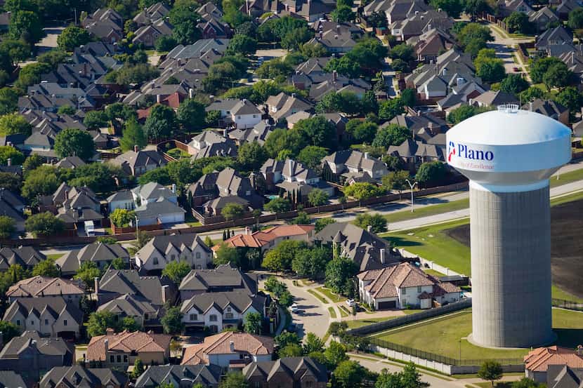 Aerial view of a residential neighborhood on Thursday, April 16, 2020, in Plano, Texas.