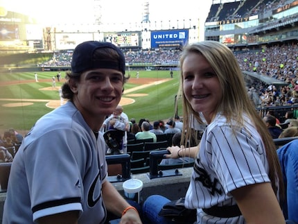 Texas Rangers utility man Nick Solak, left, is pictured in 2013 with sister Alexis at a...