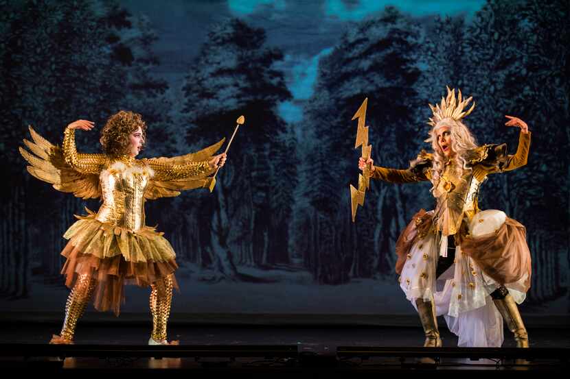 Julianna Emanski (left) performs as Amor and Carla Lopez Speziale performs as Jupiter during...