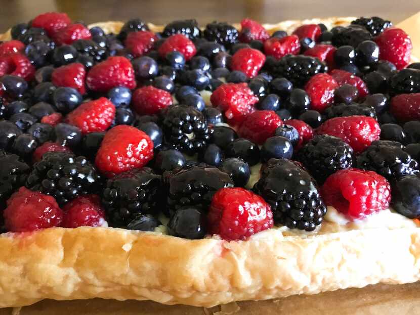 A mixed berry tart prepared by Leslie Brenner at her Dallas home from her own recipe.