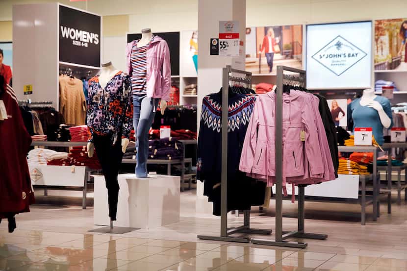 Women's St. John's Bay brand clothing is on display inside the J.C. Penney at Timber Creek...