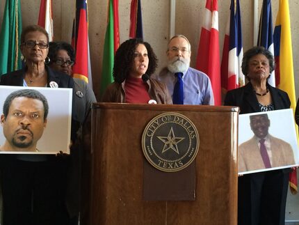 Families of those who died at the hands of Dallas police held a news conference at Dallas...