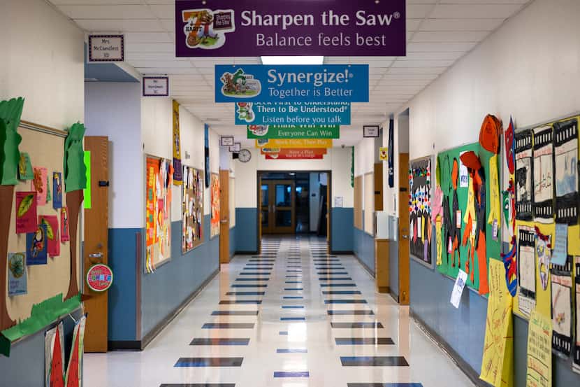 The hallway of Bush Elementary School in Addison on June 29, 2022.