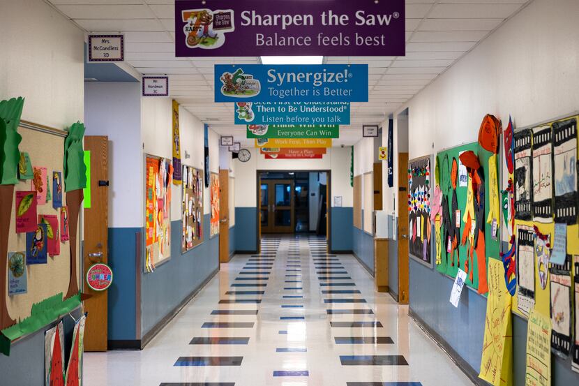 The hallway of Bush Elementary during summer school in Addison, Texas, on June 29, 2022.