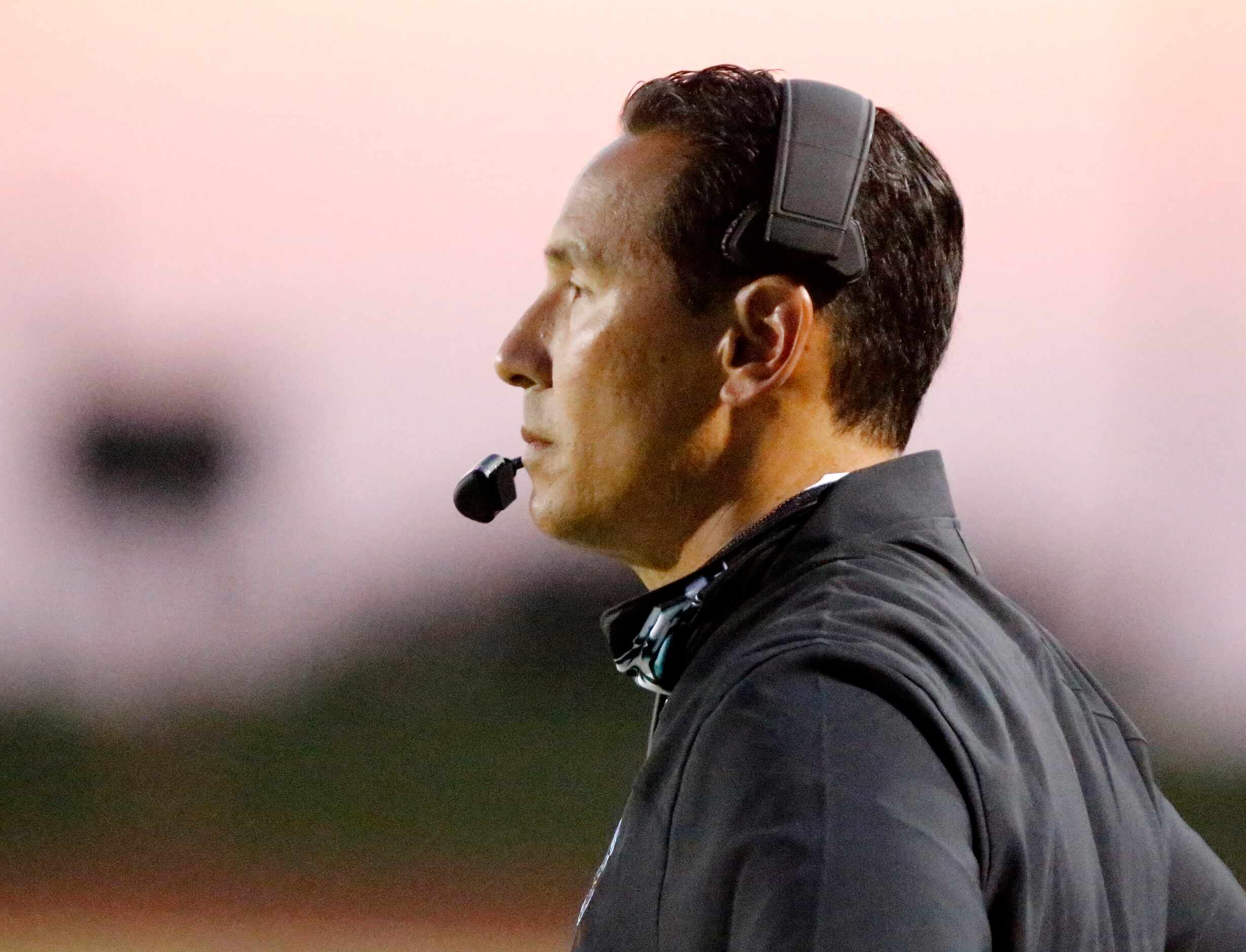 Rock Hill High School head coach Mark Humble during the first half as Heritage High School...