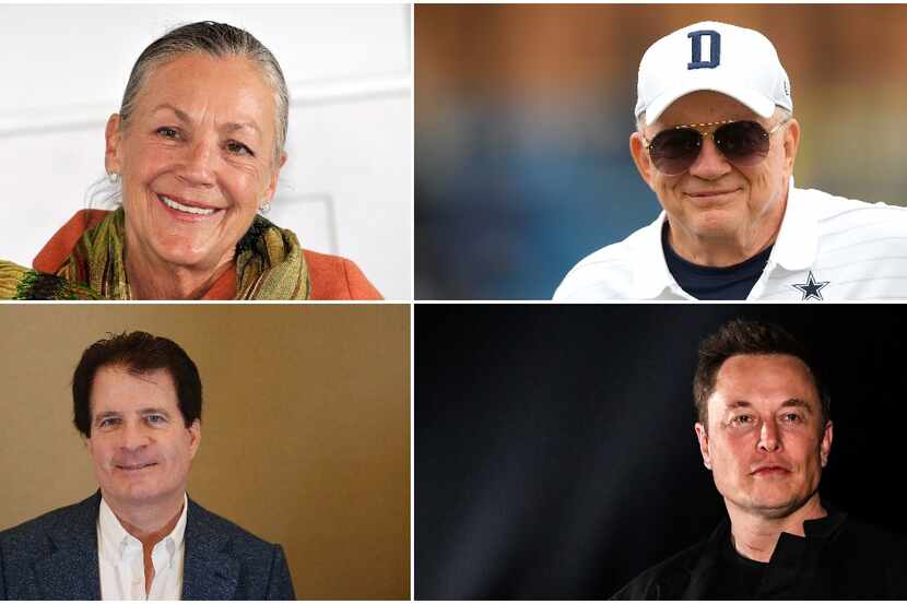 Clockwise from top left: Alice Walton, Jerry Jones, Elon Musk and Andy Beal are among the...