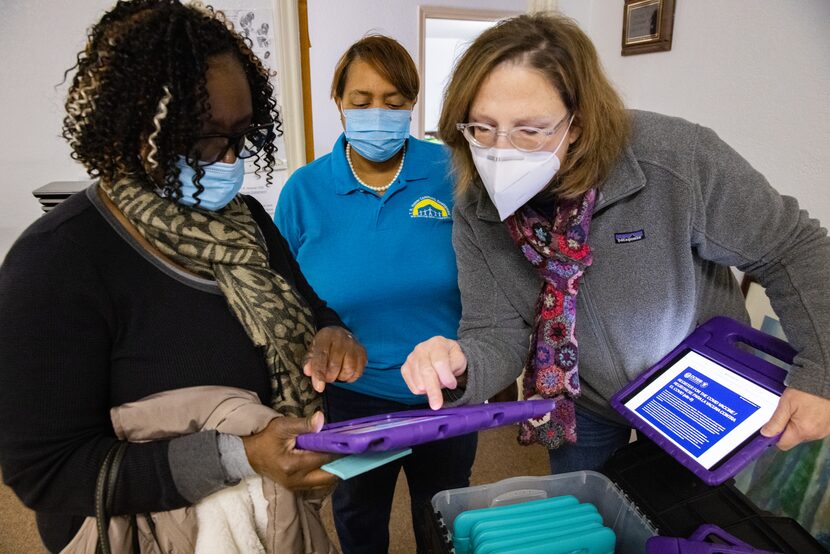 From left: Frenchell White, executive director Sherri Mixon  and Carrie Bhasin prepared...