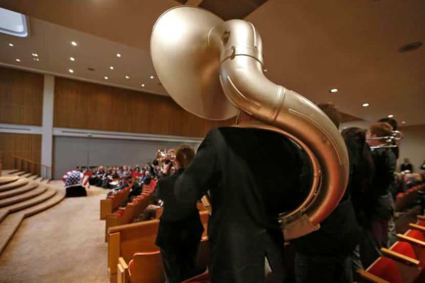 
Ohio State tuba player Matt Reed anchored the beat during the service for Thal, who had...