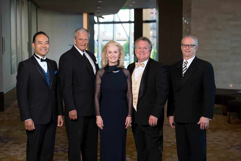 
Raymund King (left), John Alvis, Nancy Cain Marcus, UD President Thomas W. Keefe and...