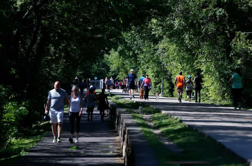About 80 to 100 people join Luke's Pint Striders on Thursdays to run the Katy Trail before...
