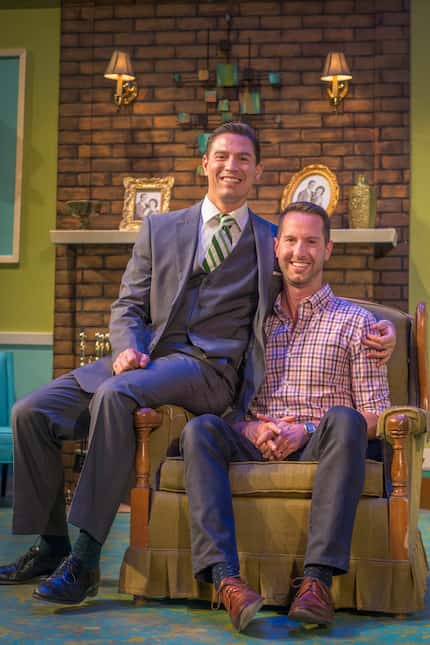 Actor Kevin Moore and his husband Joel Robbins pose before a rehearsal of Perfect...