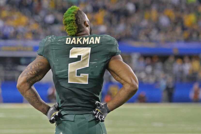 Baylor defensive end Shawn Oakman (2) stands on the sidelines in the fourth quarter of the...