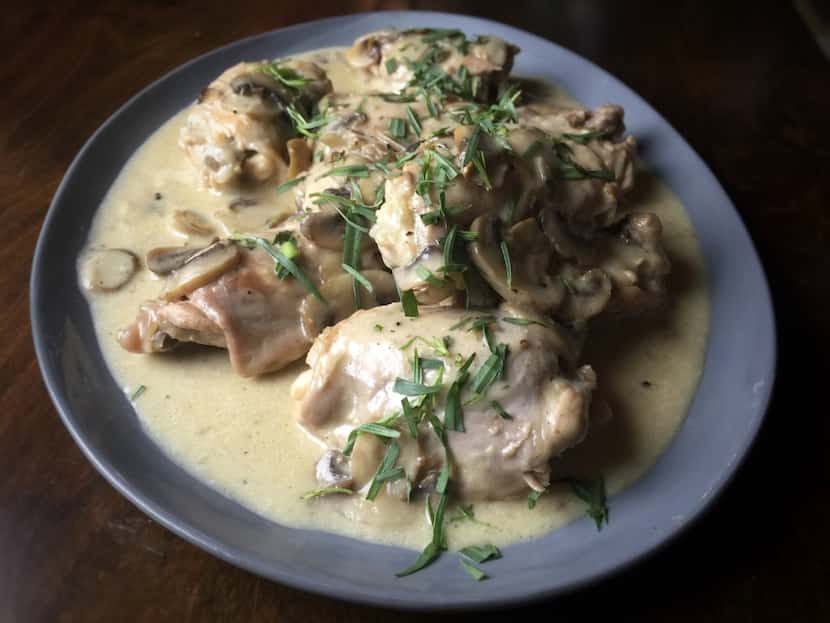 Poulet a la creme with mushrooms and tarragon