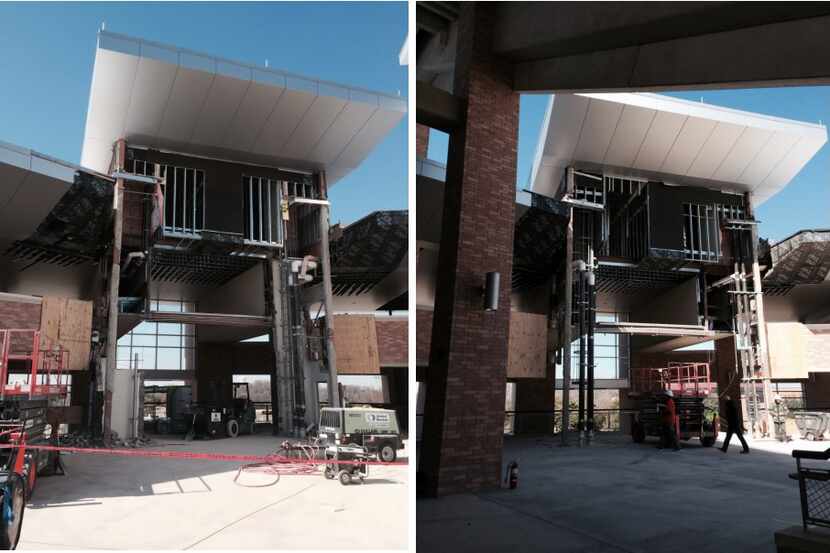 Ticket booth towers in Eagle Stadium are among several structures being fixed. (Courtesy of...