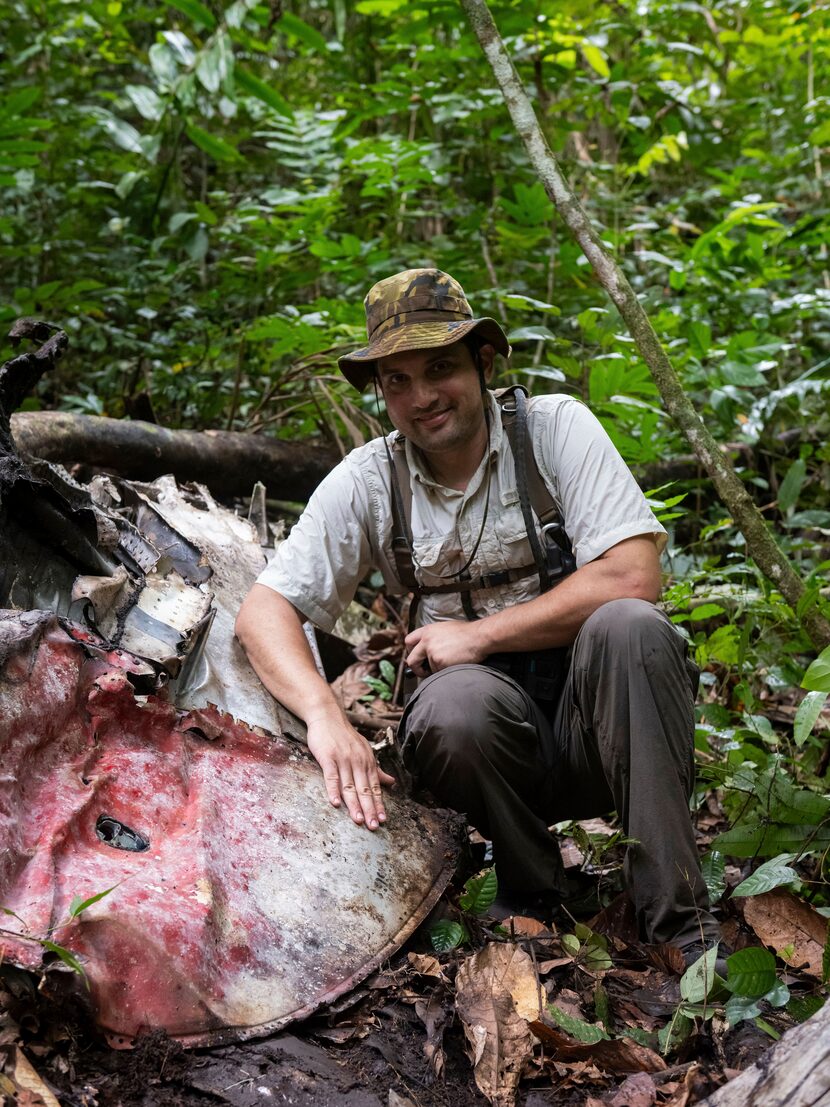 This photo provided by Joel Carillet shows Pacific Wrecks Director Justin Taylan with the...