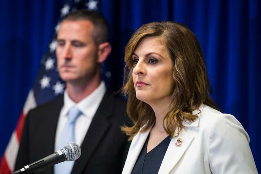 U.S. Attorney Erin Nealy Cox announces the Dallas arrest of several members of the Aryan...