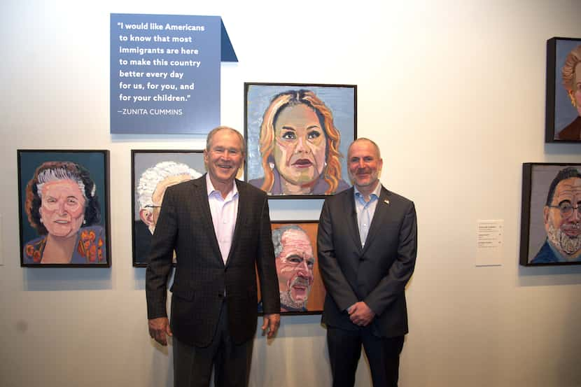 Former president George W. Bush (left) with Salim Asrawi, co-founder and owner of Texas de...