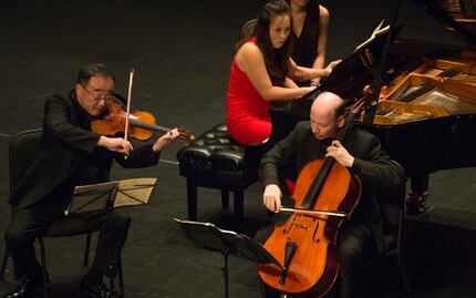 Cho-Liang Lin, left, Qian Wu, and Clive Greensmith perform Anton Arensky's Piano Trio #1...