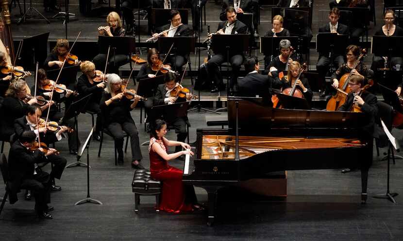 Cliburn finalist Fei-Fei performs with conductor Eugene Tzigane and the Fort Worth Symphony...