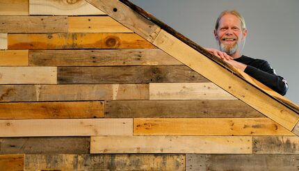 Steve Houser at his environmentally friendly workplace in Wiley. 