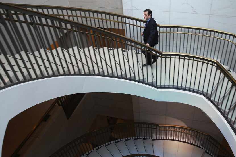 
Sen. Ted Cruz leaves a briefing by military officals at the U.S. Capitol last June.
