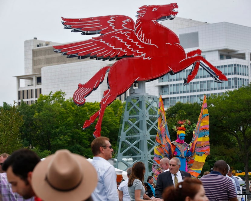 The Pegasus before its  lighting ceremony at the Omni Dallas