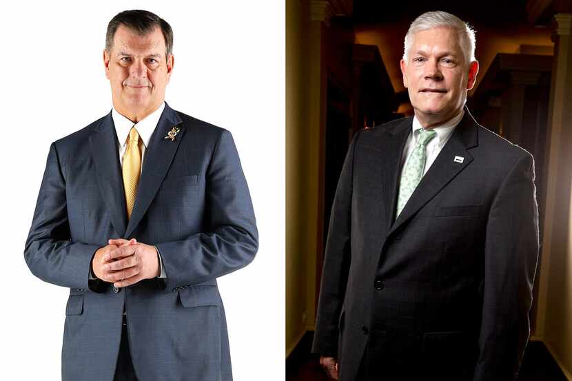 Dallas Mayor Mike Rawlings (left) endorsed U.S. Rep. Pete Sessions 's opponent in the ...