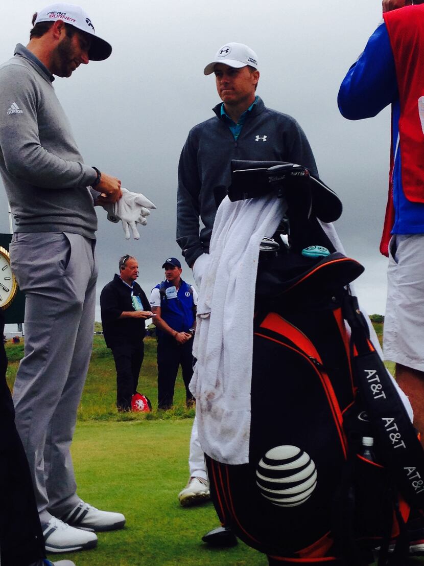 Jordan Spieth, world No. 1 and PGA Tour Player of the Year, digs a glove out of his AT&T...
