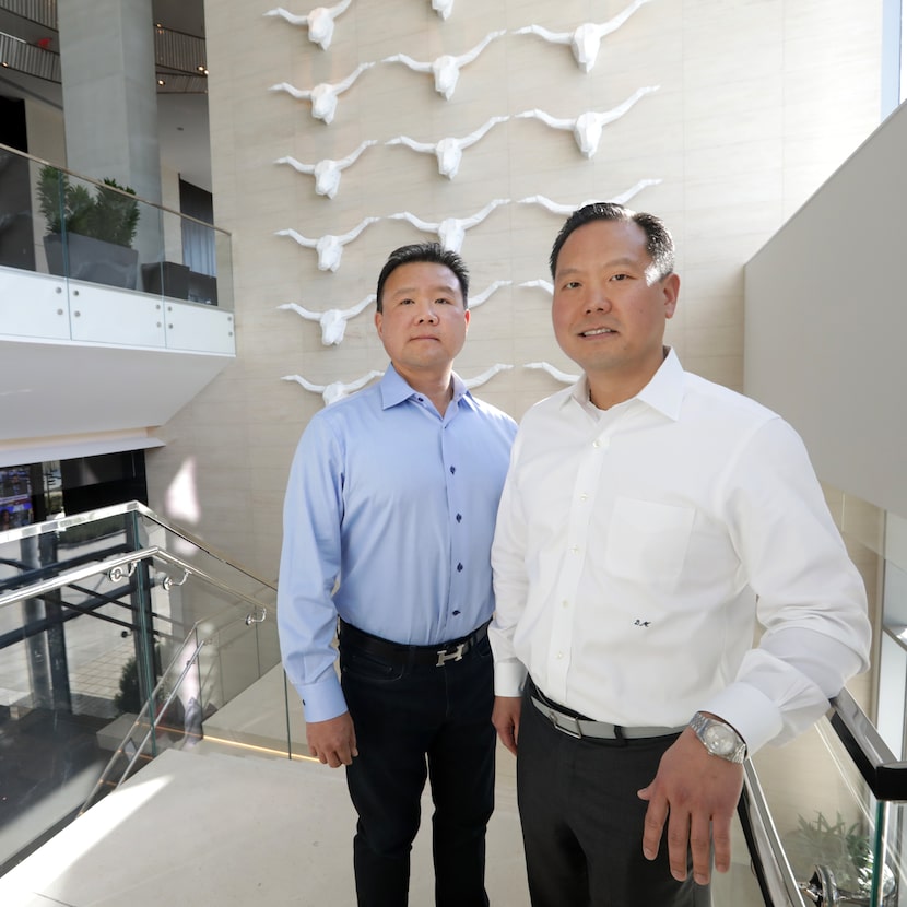 Sam Moon, left, and Daniel Moon are shown at the Renaissance Hotel in Plano.