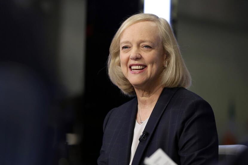 In this Nov. 2, 2015 file photo, Hewlett Packard chief executive Meg Whitman is interviewed...